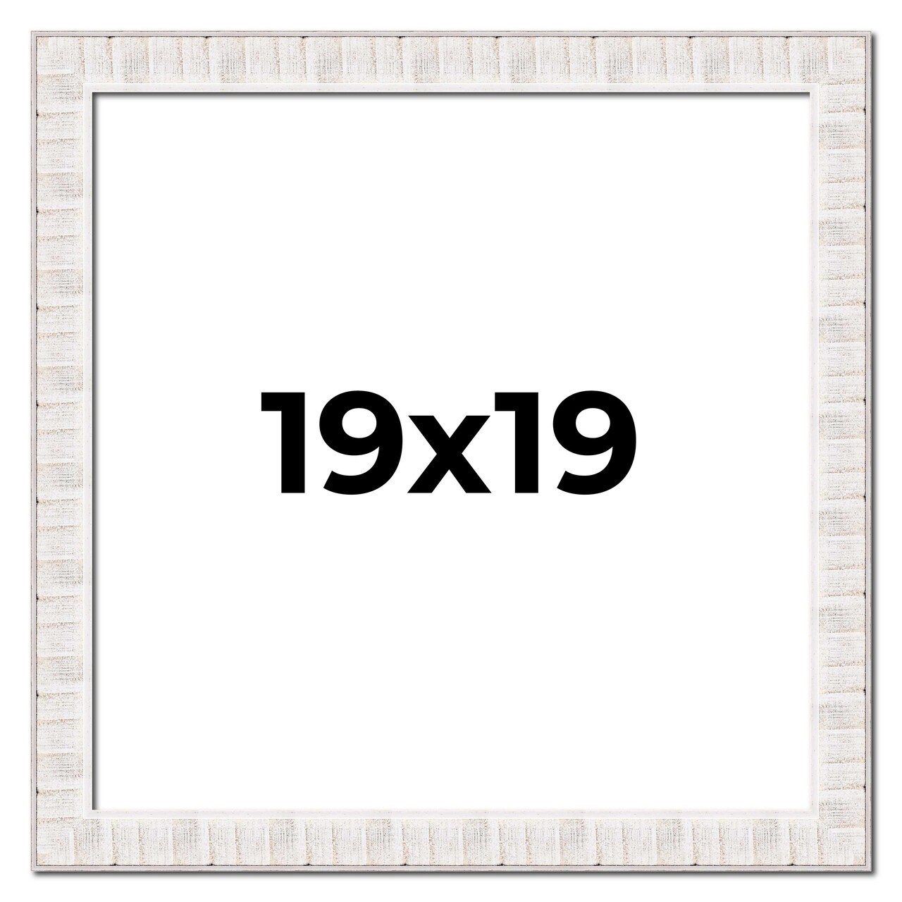 Square Sculpted White Picture Frame - UV Acrylic, Foam Board Backing, Hanging Hardware
